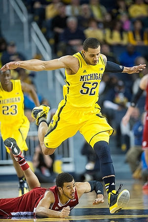 Caris LeVert (23) and Jordan Morgan (52)