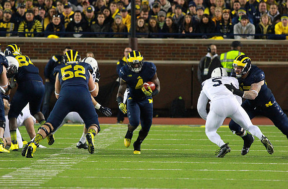 A.J. Williams (84), Mason Cole (52), De'Veon Smith (4), and Kyle Kalis (67)