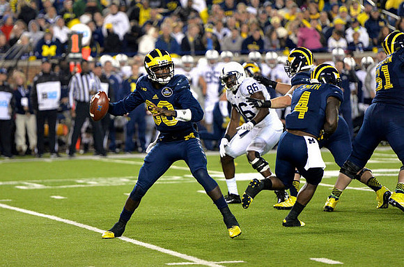 Devin Gardner (98), De'Veon Smith (4), and Graham Glasgow (61)