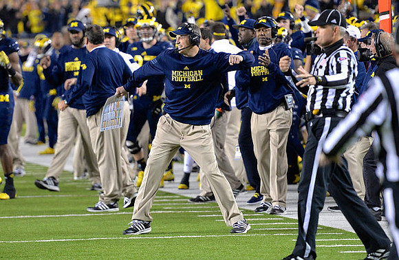 Brady Hoke, Doug Nussmeier, and Fred Jackson