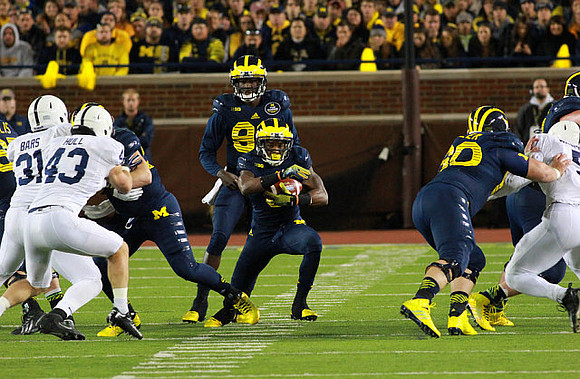 Devin Gardner (98), De'Veon Smith (4), and Jack Miller (60)
