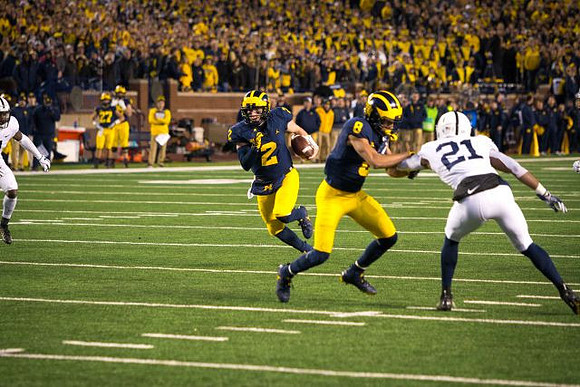 Shea Patterson (2) and Ronnie Bell (8)