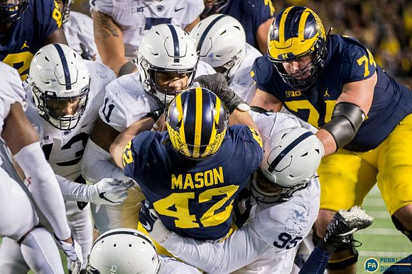 Nick Eubanks (82), Ben Mason (42), and Ben Bredeson (74)