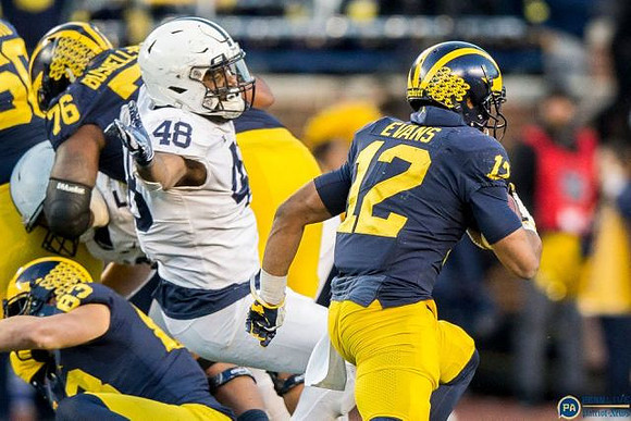 Michael Onwenu (50), Zach Gentry (83), Juwann Bushell-Beatty (76), and Chris Evans (12)