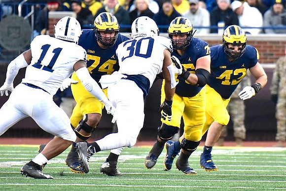 Ben Bredeson (74), Jon Runyan Jr. (75), and Ben Mason (42)
