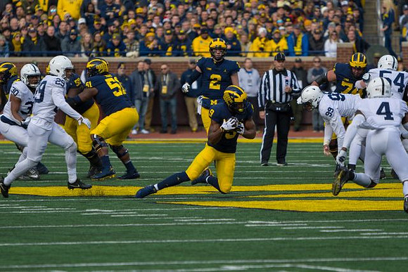 Michael Onwenu (50), Cesar Ruiz (51), Shea Patterson (2), Donovan Peoples-Jones (9), and Ben Bredeson (74)