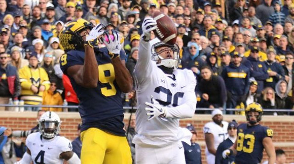 Donovan Peoples-Jones (9) and Zach Gentry (83)