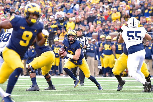 Donovan Peoples-Jones (9) and Shea Patterson (2)