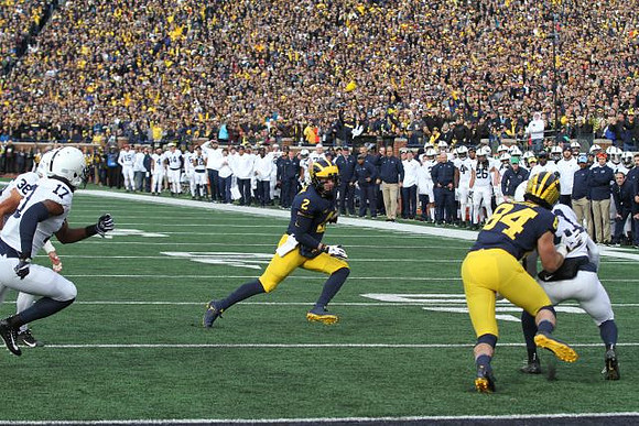 Shea Patterson (2) and Sean McKeon (84)
