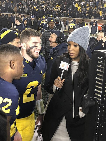 Karan Higdon (22) and Shea Patterson (2)