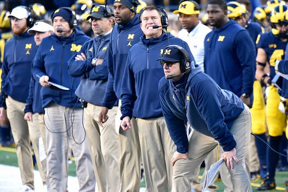 Jay Harbaugh, Don Brown, Michael Zordich, Ed Warinner, and Jim Harbaugh