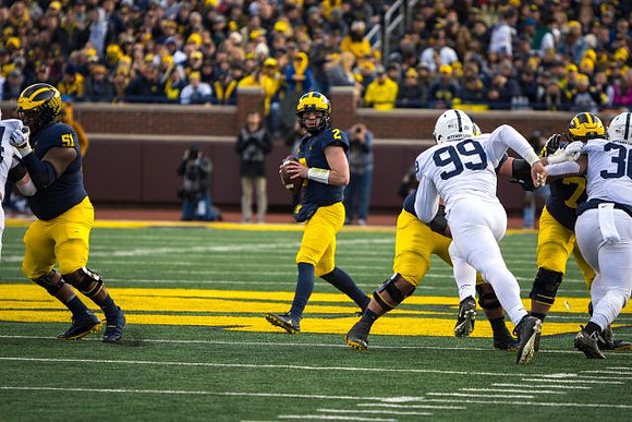 Cesar Ruiz (51) and Shea Patterson (2)