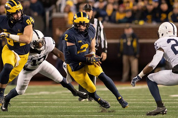Sean McKeon (84) and Shea Patterson (2)