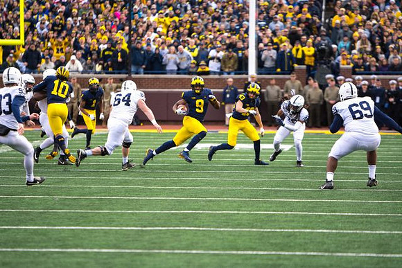 Devin Bush (10), Ambry Thomas (1), Donovan Peoples-Jones (9), and Jake McCurry (43)