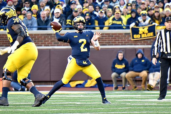 Juwann Bushell-Beatty (76) and Shea Patterson (2)