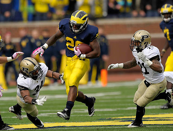 Fitzgerald Toussaint (28) and Devin Gardner (7)