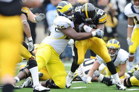 Patrick Omameh (65), Jeremy Gallon (10), Drew Dileo (26), and Roy Roundtree (12)