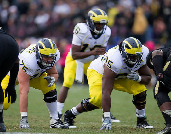 Michael Schofield (75), Denard Robinson (16), and Patrick Omameh (65)