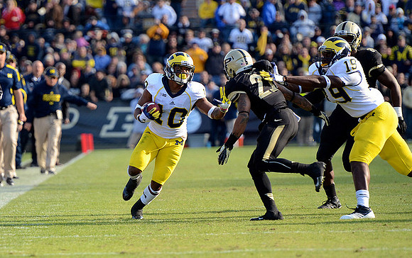 Jeremy Gallon (10) and Devin Funchess (19)