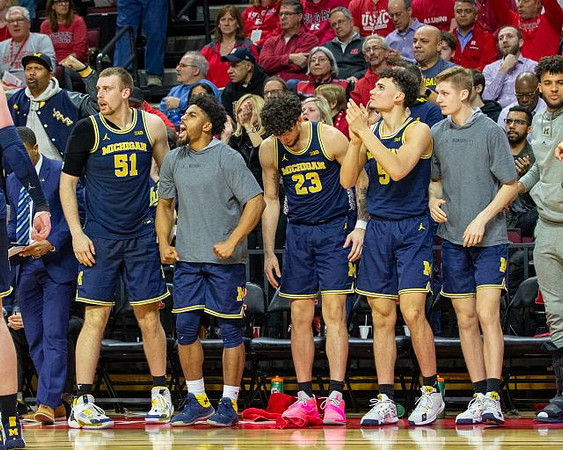 Austin Davis (51), David DeJulius (0), Brandon Johns Jr. (23), Adrien Nunez (5), Cole Bajema (22), and Isaiah Livers (2)