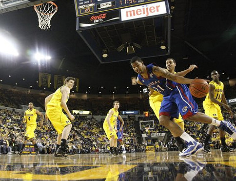 Darius Morris (4), Stu Douglass (1), Zack Novak (0), Jordan Morgan (52), and Tim Hardaway Jr. (10)