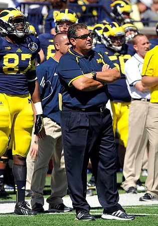 Devin Funchess (87) and Brady Hoke