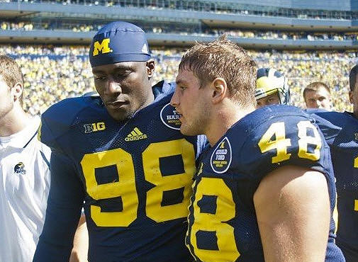 Devin Gardner (98) and Desmond Morgan (48)