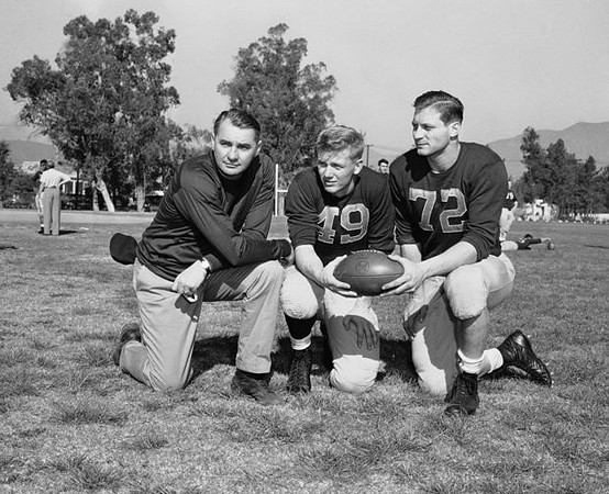 1950 Season-California: Bennie Oosterbaan, Chuck Ortmann (49), and Al Wahl (72)