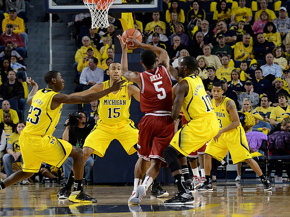 Caris LeVert (23), Jon Horford (15), Tim Hardaway Jr. (10), and Trey Burke (3)
