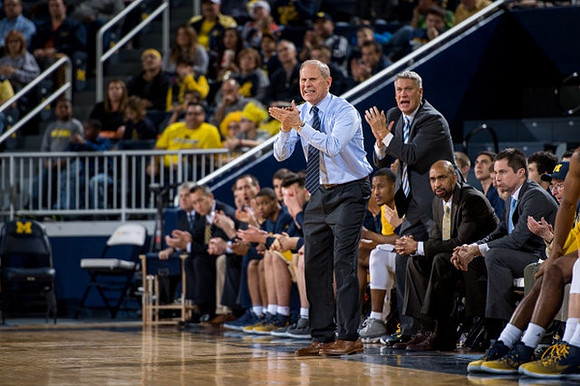 John Beilein, Jeff Meyer, Saddi Washington, Billy Donlon, and Michigan Team