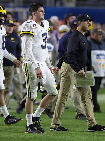 Wilton Speight (3) and Jim Harbaugh