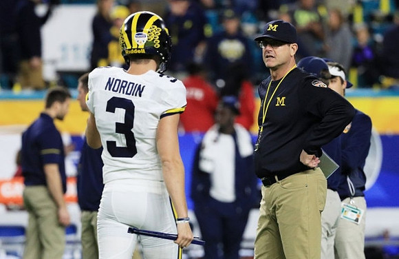 Wilton Speight (3) and Jim Harbaugh