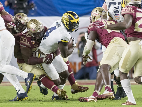 De'Veon Smith (4) and Ben Bredeson (74)