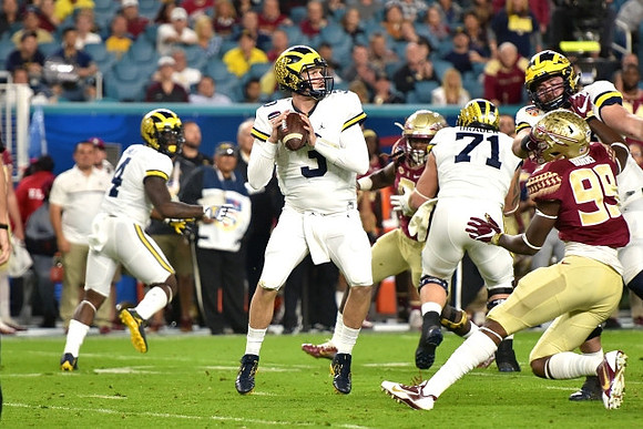 De'Veon Smith (4), Wilton Speight (3), Ben Braden (71), and Mason Cole (52)