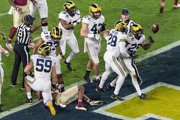 Noah Furbush (59), Tyree Kinnel (23), AJ Pearson (18), Ben Gedeon (42), Brandon Watson (28), and Dymonte Thomas (25)
