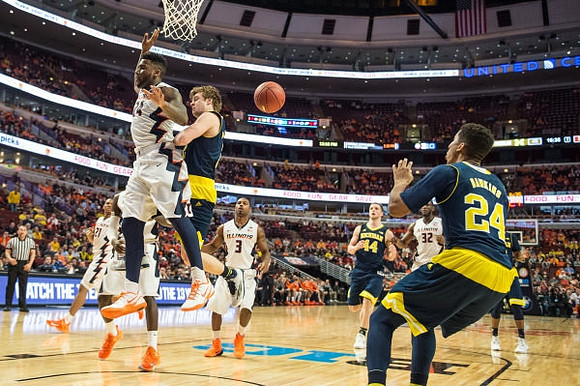 Spike Albrecht (2), Max Bielfeldt (44), and Aubrey Dawkins (24)