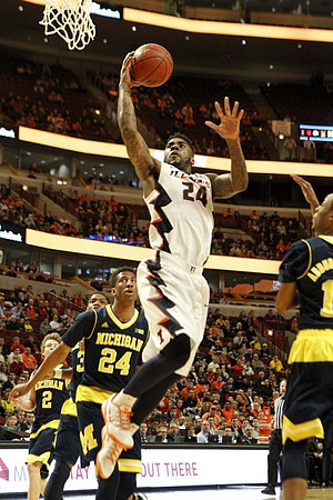 Spike Albrecht (2), Kameron Chatman (3), Aubrey Dawkins (24), and Muhammad-Ali Abdur-Rahkman (12)