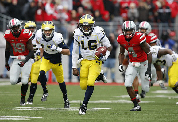 Jeremy Jackson (17), Denard Robinson (16), and Stephen Hopkins (33)
