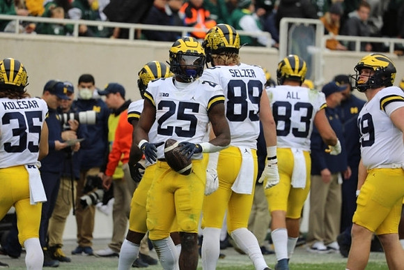 Junior Colson (25), Hassan Haskins (25), Carter Selzer (89), Erick All (83), and William Wagner (49)