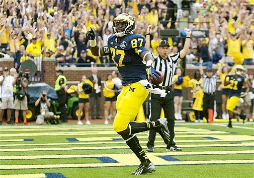 Devin Funchess (87) and Jeremy Gallon (21)