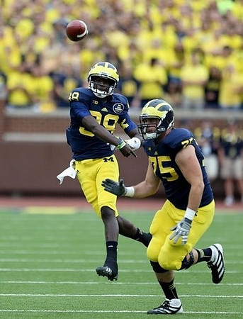 Devin Gardner (98) and Michael Schofield (75)