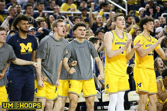 Luke Wilson (32), Isaiah Livers (2), Jaron Faulds (44), Adrien Nunez (5), Colin Castleton (11), and Brandon Johns Jr. (23)