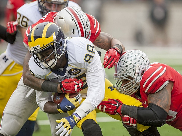 Devin Gardner (98) and Joe Kerridge (36)