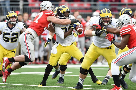 Mason Cole (52), Devin Gardner (98), Ben Braden (71), and Jack Miller (60)