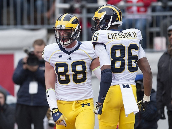 Jake Butt (88) and Jehu Chesson (86)