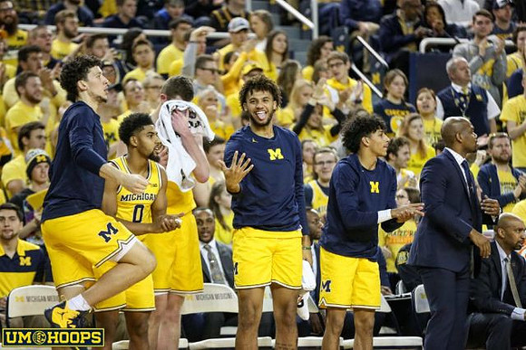 Brandon Johns Jr. (23), David DeJulius (0), Jon Teske (15), Isaiah Livers (4), Eli Brooks (55), Deandre Haynes, and Saddi Washington