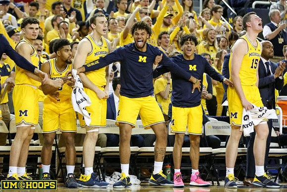 Adrien Nunez (5), David DeJulius (0), Austin Davis (51), Isaiah Livers (4), Eli Brooks (55), and Jon Teske (15)