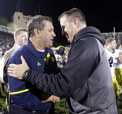 Brady Hoke and Northwestern Head Coach Pat Fitzgerald