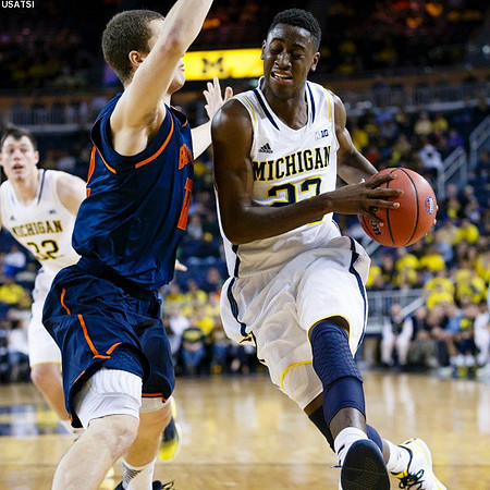 Ricky Doyle (32) and Caris LeVert (23)