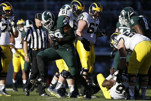 Ben Braden (71), Graham Glasgow (61), Kyle Kalis (67), Devin Gardner (98), and Mason Cole (52)